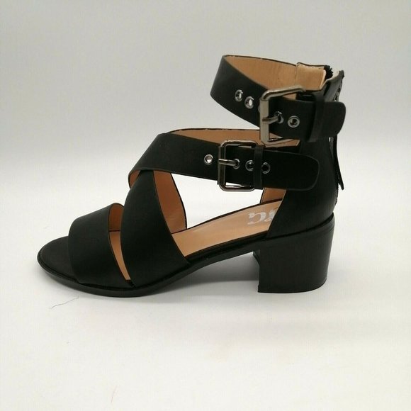 JC Womens Soraya Block Heel Ankle Strap Sandal Cushioned Black Sz 5.5‎ NEW - Picture 1 of 10